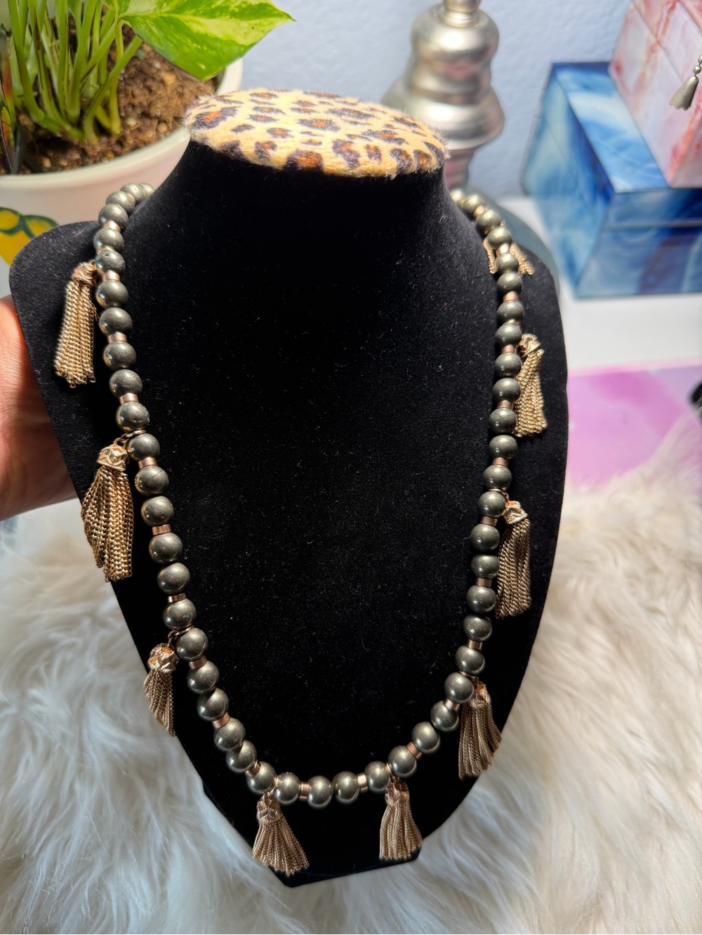 Kendra Scott Vanina Multi-Tassel Beaded Necklace Rose Gold Pyrite